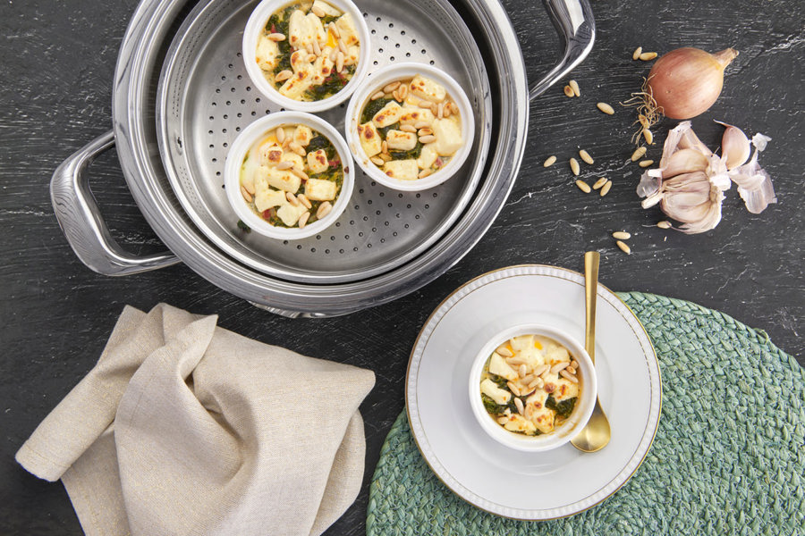 Spinach shakshuka with feta