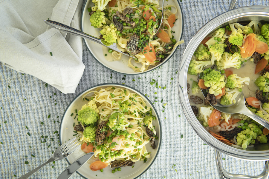 Herb pasta with vegetable ragout