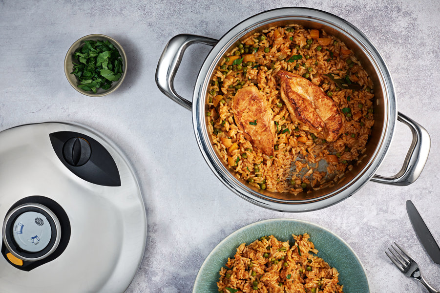 Arroz de frango e legumes