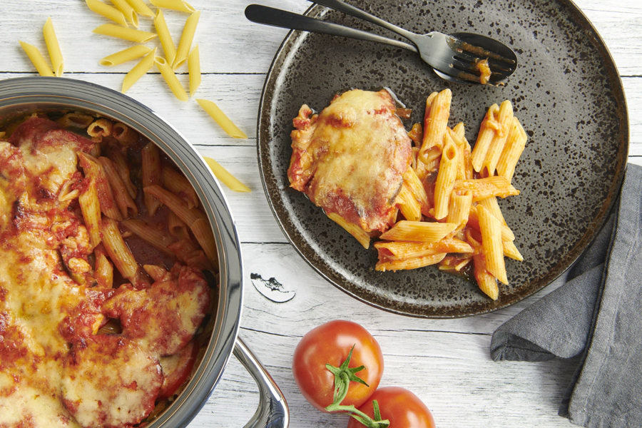 Geschichtete Auberginen mit Pasta