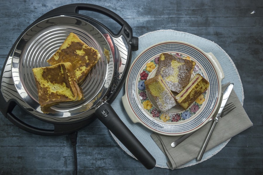 French toast filled with plum jam