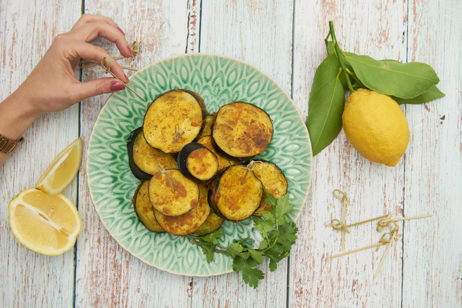 Baked eggplant slices