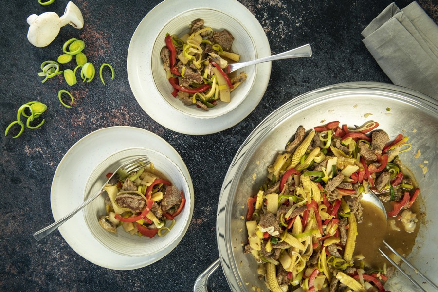 Sweet-and-sour beef strips