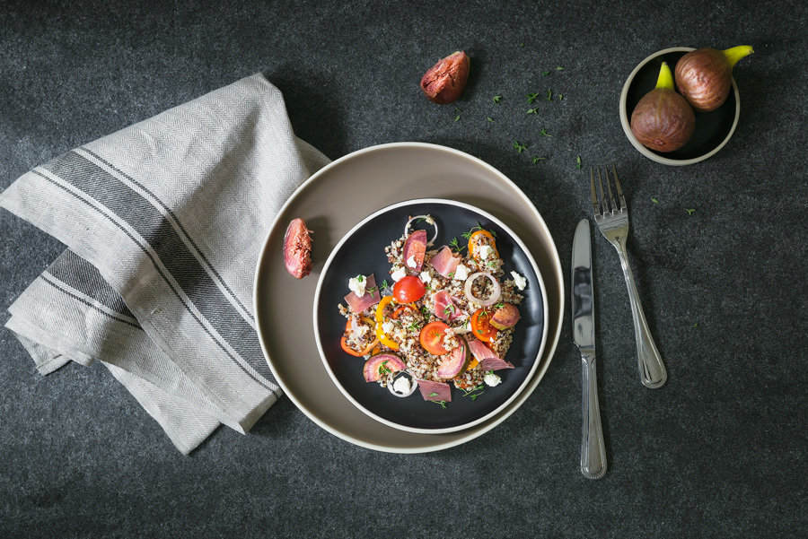 Quinoa salad with Serrano ham
