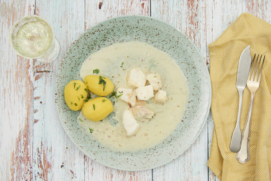 Cod in tarragon mustard sauce
