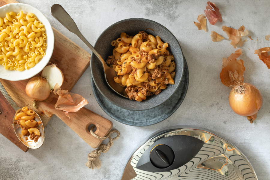 Cornetti pasta with mince meat sauce