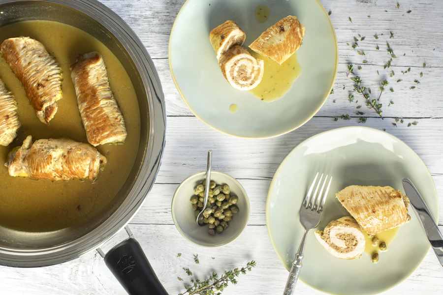 Stuffed turkey roulades
