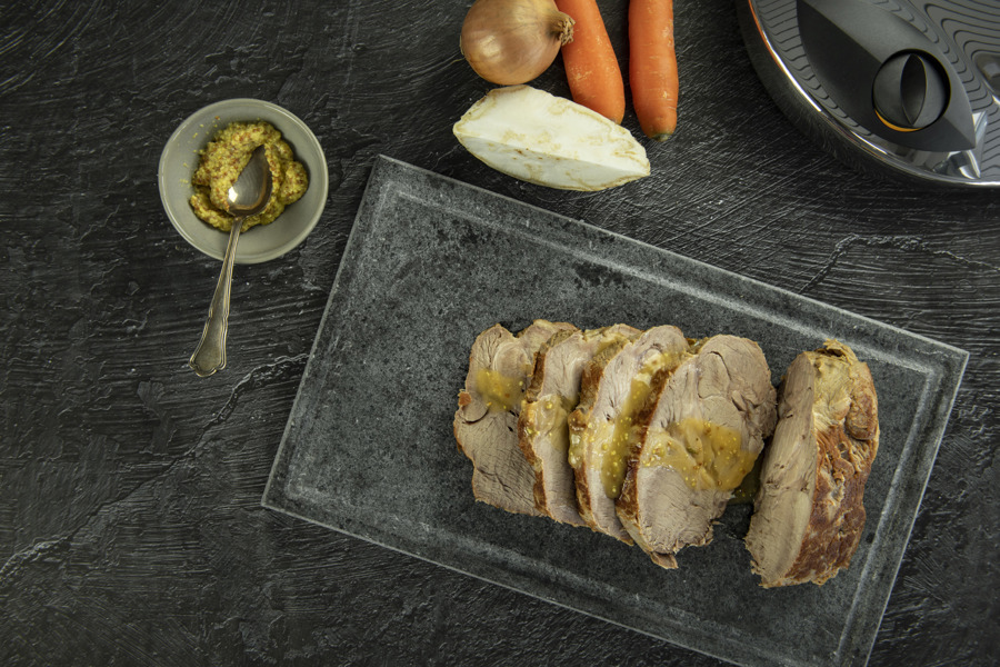 Rôti de porc à la sauce moutarde