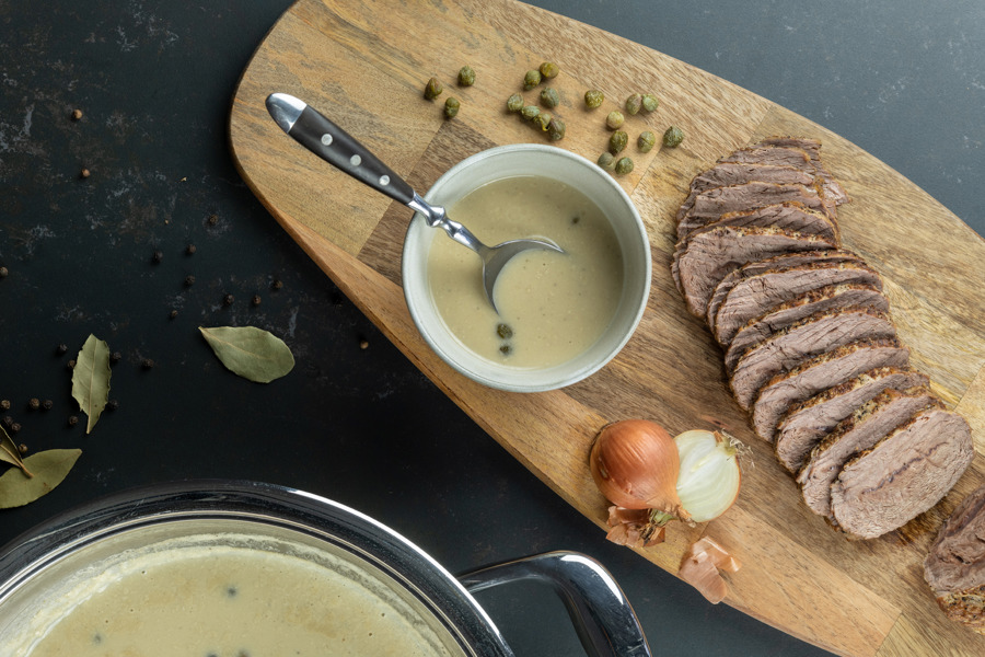 Prime boiled veal with caper sauce
