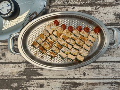 Image of the recipe Brochetas de salmón y gambas