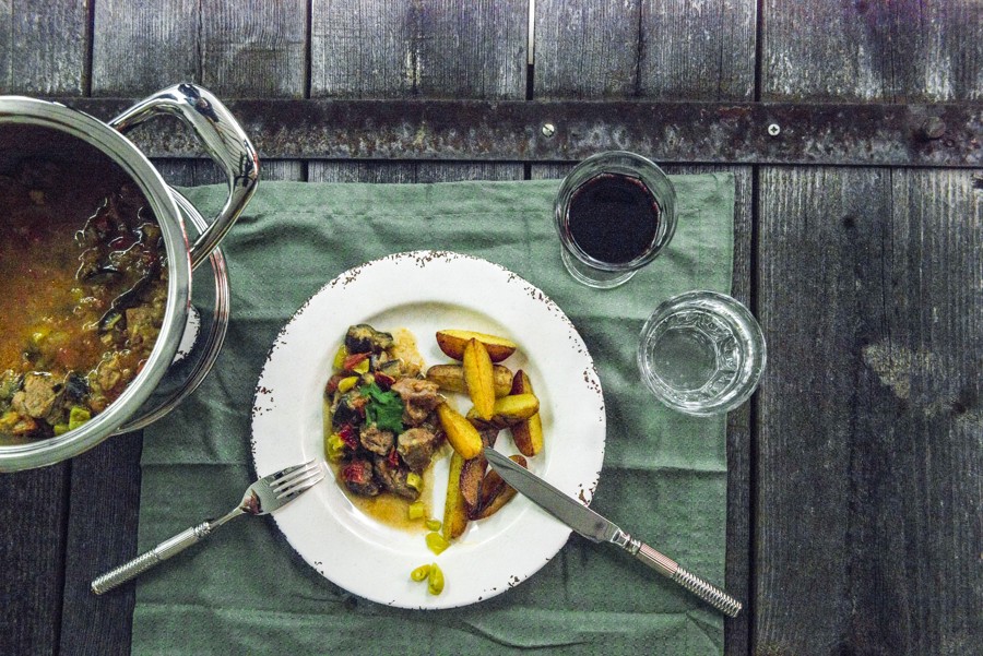 Lamb ragout with eggplants