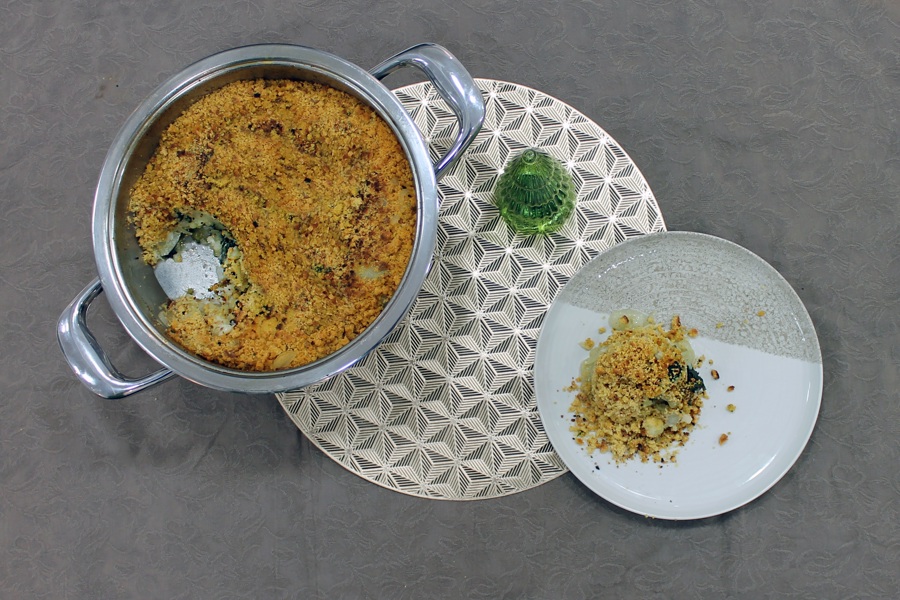 Bacalhau com Broa e Espinafres