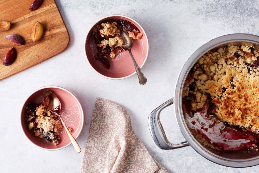 Damson plum crumble