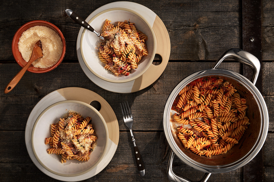 Fusilli met tomatensaus