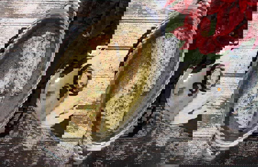 Filete de salmón asado con sidra y mostaza