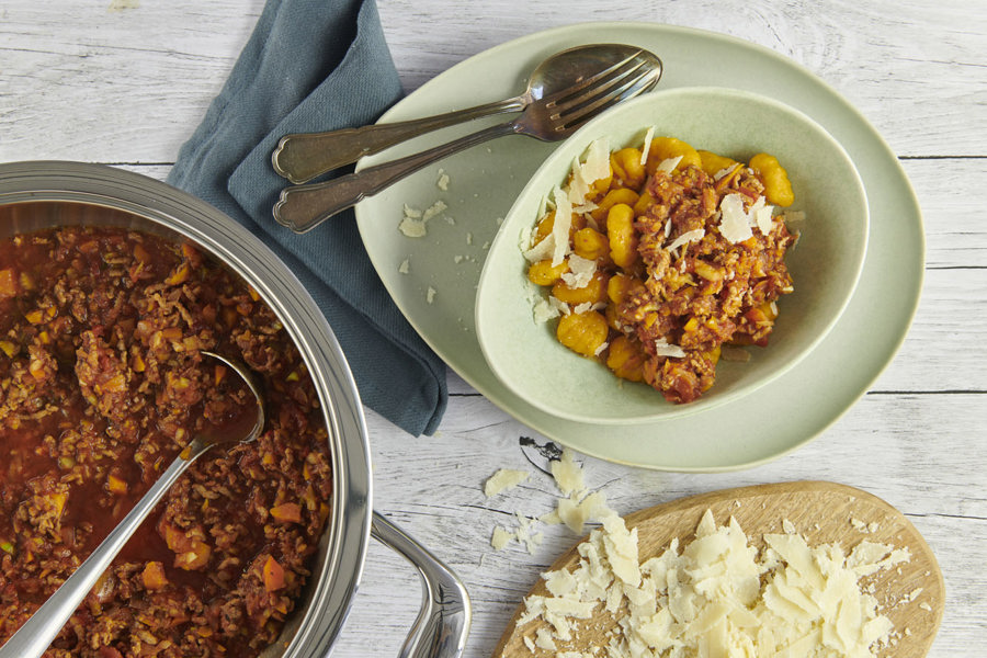 Pumpkin gnocchi Bolognese