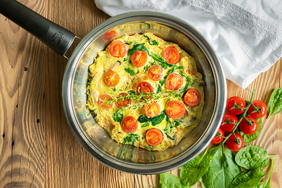 Omelete com espinafres