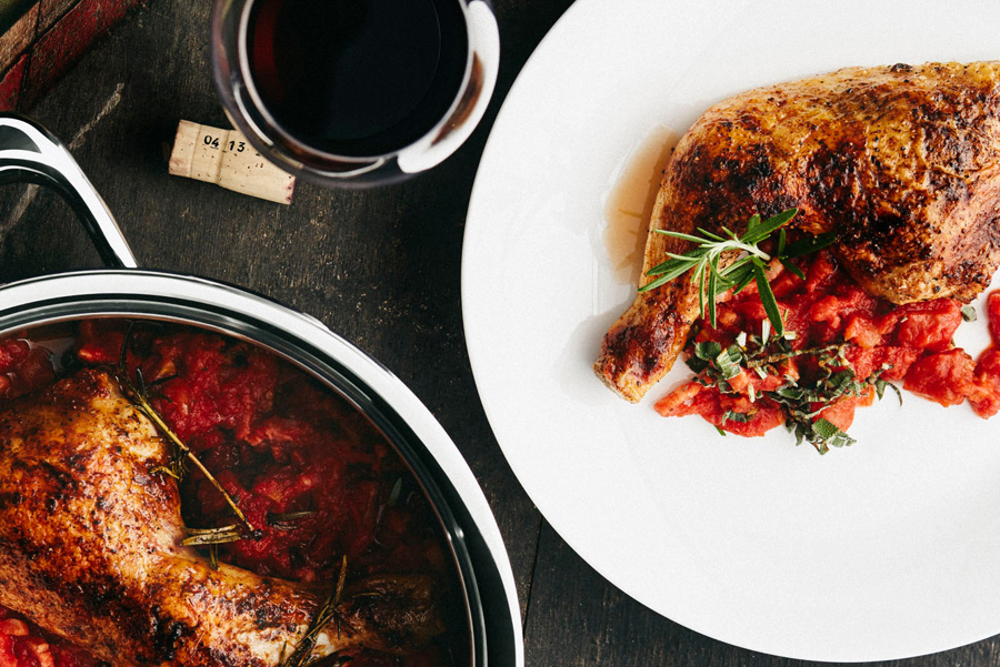 Chicken in sauce chasseur