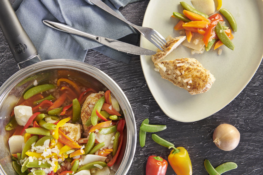 Chicken breast and seasonal vegetables