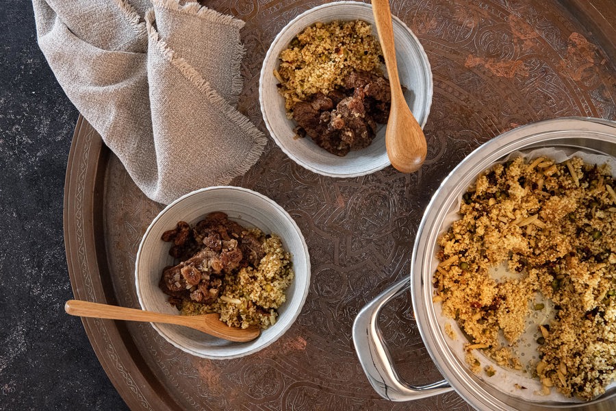 Moroccan lamb ragout with savory couscous