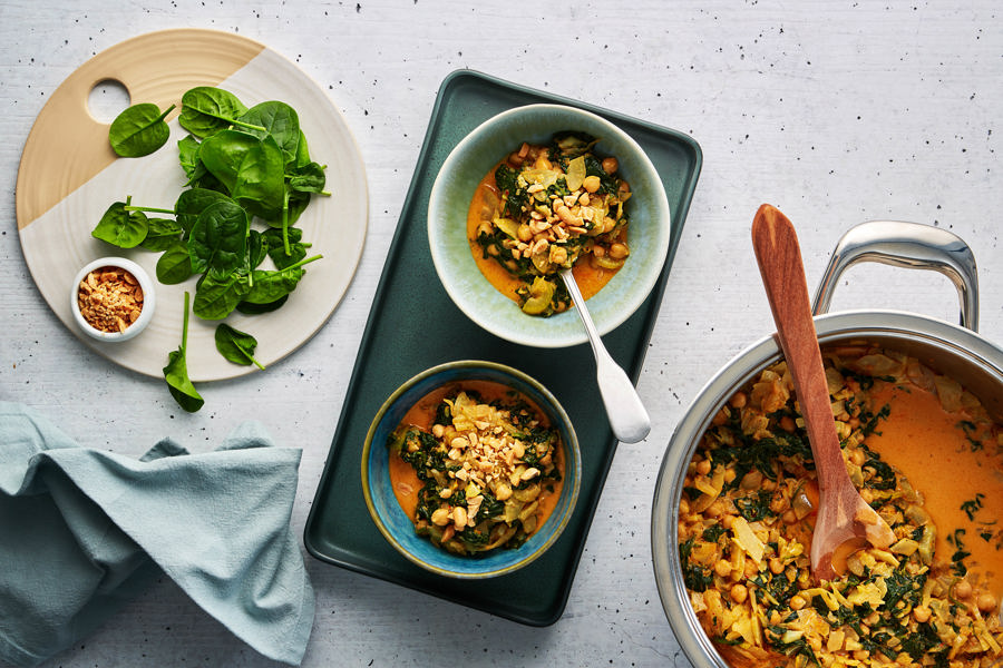 Curry de espinacas y garbanzos