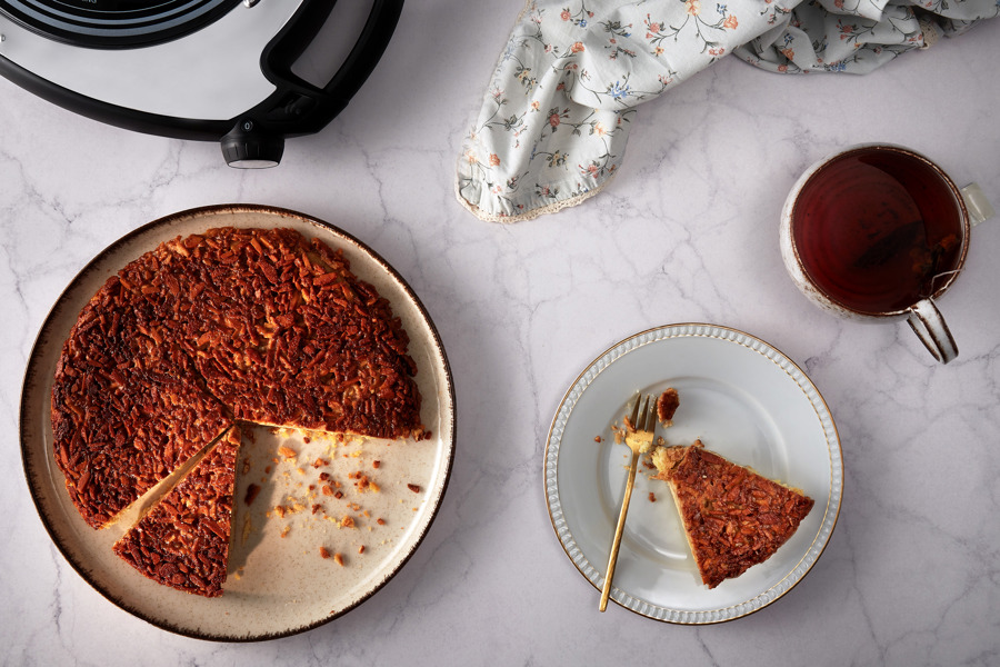 Portuguese caramelized almond tart