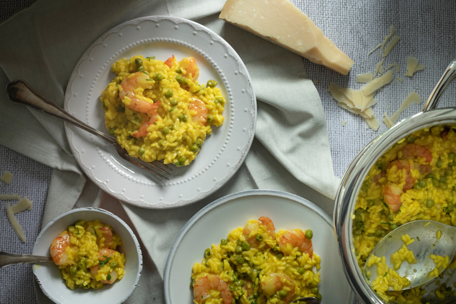 Risotto allo zafferano con gamberetti
