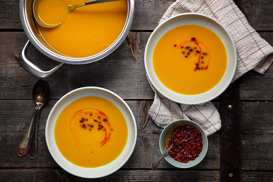 Pumpkin soup with sweet potatoes