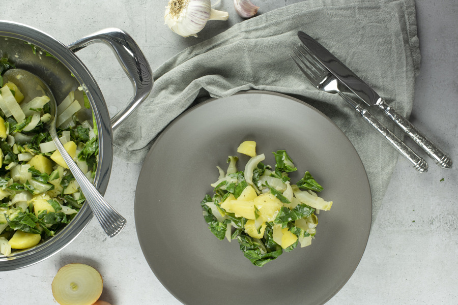 Potatoes with Swiss chard