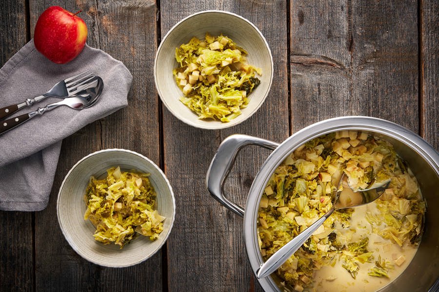 Creamy savoy cabbage