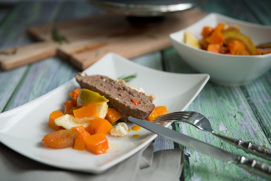 Meat loaf with pumpkin chutney