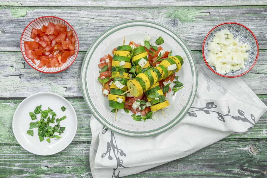 Colorful zucchini skewers